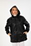 Leather Oversize Hooded Raincoat