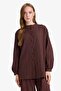 Relax Fit Crew Neck Seersucker Textured Long Sleeve Tunic D4145Ax25Au - 3
