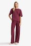 Straight Fit Wide Leg Burgundy Women's Sweatpants D3759Ax/Br170