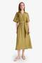 A-Line Shirt Collar Short Sleeve Midi Dress F5670Ax25Au