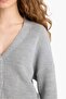 Regular Fit V-Neck Basic Plain Button Closure Knitwear Cardigan U2052Az25Wn - 5