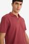Regular Fit Polo Neck Textured Waffle Fabric Short Sleeve T-Shirt F0315AX25AU - 4