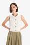 Fitted Crew Neck Linen Blend Buttoned Vest F6814Ax25Au - 3
