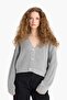 Regular Fit V-Neck Basic Plain Button Closure Knitwear Cardigan U2052Az25Wn - 4