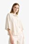 Oversize Wide Fit Linen Blend Short Sleeve Shirt F5848Ax25Sm - 4