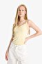 Fitted Lace Collar Combed Cotton Undershirt F6258Ax25Hs - 3