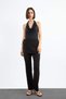 Black Trousers with Waist Tie Detail F9020Ax25Sm