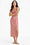Square Neck Patterned Slit Linen Blend Strap Midi Dress F7150Ax25Sm - 2