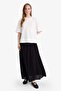 Linen Blend A-Line Crinkle Fabric Black Maxi Skirt F8739Ax25Hs - 2