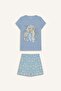 100% Cotton Piece Anime Printed Pajama Set for Girls E0664A825Hs - 7