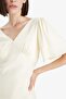 V-Neck Satin Short Sleeve Midi Dress F6036AX25SM - 4
