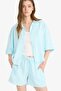 Oversized Wide Fit Linen Blend Short Sleeve Shirt F2763Ax25Sm