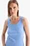 Regular Fit Round Neck Sleeveless Ribbed Pajama Top F0110Ax25Sm - 4