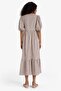 V-Neck Checked Seersucker Textured Short Sleeve Midi Dress F5806Ax25Sm - 3