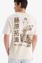 100% Cotton Initial D Boxy Fit Crew Neck Back Printed Short Sleeve T-Shirt F2877Ax25Sm