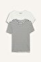 Regular Fit Crew Neck 2-Piece Ribbed Camisole Short Sleeve T-Shirt F5900Ax25Sm - 8
