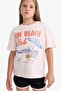 100% Cotton Relax Fit Palm Tree Printed Crew Neck Short Sleeve T-Shirt Girls E0389A825Sm