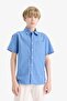 100% Cotton Oversize Wide Fit Polo Collar Short Sleeve Shirt for Boys E5832A825Hs - 5