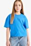 100% Cotton Relax Fit Crew Neck Basic Plain Short Sleeve T-Shirt for Girls Z5095A625Sm - 3