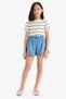 Cropped Fit Crew Neck Striped Short Sleeve Knitwear Sweater Girls E4293A825Sm - 3