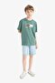 100% Cotton Crew Neck Printed Short Sleeve T-Shirt for Boys F1026A825Sm - 2