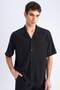 Relax Fit Polo Neck Cotton Summer Short Sleeve Black Shirt D8875Ax25Sm - 3