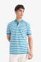 100% Cotton Regular Fit Polo Collar Short Sleeve Striped Embroidery Pique T-Shirt E2631Ax25Sm - 5