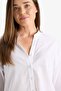 100% Cotton Regular Fit Apaş Collar Flared Half Sleeve White Shirt F5838Ax25Sm - 5
