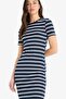 Bodycon Body-Hugging Crew Neck Striped Ribbed Camisole Short Sleeve Midi Summer Dress E8988Ax25S - 3