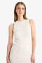 Crew Neck Openwork Sleeveless Knitwear Dress F1497Ax25Sm - 4