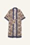 Regular Fit Belted Ethnic Patterned Cotton Kimono D0456Ax25Sp - 3
