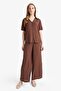 Culotte Wide Leg Crinkle Viscose Trousers C9565Ax25Sm