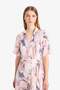 Shirt Collar Tie-Dye Print Belted Short Sleeve Midi Summer Dress F1827Ax25Sm - 4