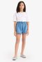 100% Cotton Elastic Waist Pocketed Jean Shorts for Girls B6574A825Sm - 5