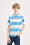 Crew Neck Striped Short Sleeve T-Shirt Boys D7867A825Sm