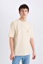 100% Cotton Boxy Fit Crew Neck Back Printed Short Sleeve T-Shirt E0906Ax25Sm - 4
