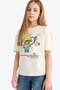 Relax Fit Crew Neck Printed Short Sleeve T-Shirt Girls E0353A825Sm - 3