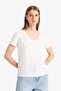 Regular Fit V-Neck Basic Plain Short Sleeve T-Shirt F4214Axns - 5