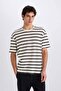 Boxy Fit Crew Neck Striped Short Sleeve T-Shirt E1384Ax25Sm - 4