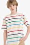 Crew Neck Striped Short Sleeve T-Shirt Boys D7866A825Sm - 2