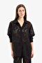 100% Cotton Regular Fit Lace Detailed Beach Shirt D9768Ax25Sm