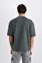 Loose Fit Crew Neck Printed Short Sleeve Heavy Fabric T-Shirt E0575Ax25Sm - 6
