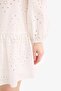 Apaş Collar Brode Long Sleeve Mini Beach Dress D8734Ax25Sm - 8