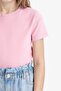 Cotton Slim Fit Crew Neck Rib Basic Short Sleeve T-Shirt Girl Child B3054A825Sm - 4