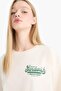 Oversized Wide Fit Crew Neck Back Printed Short Sleeve T-Shirt F2645Ax25Sm - 8