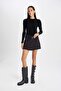 A-Line High Waist Belt Asymmetric Shorts Skirt D6448Ax24Hs - 2