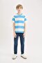 Crew Neck Striped Short Sleeve T-Shirt Boys D7867A825Sm - 2
