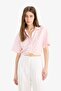 Cropped Fit Shirt Collar Linen Look Short Sleeve Blouse C7799Ax25Sp - 3