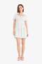 Square Neck Floral Crinkle Textured Short Sleeve Mini Summer Dress E0874Ax25Sm