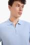 Slim Fit Slim Fit Polo Collar Short Sleeve Ribbed Camisole Half Zipper T-Shirt D3948Ax25Sm - 4
